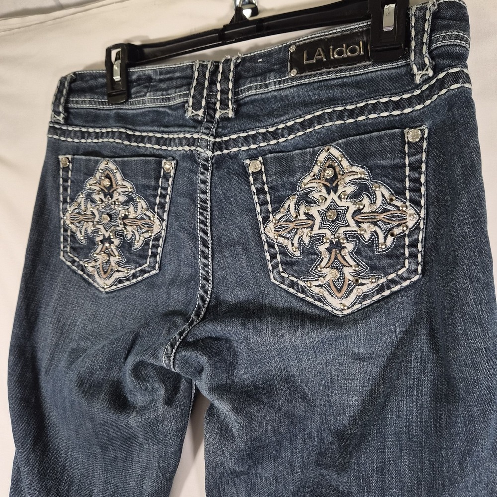 Y2k Studded LA Idol USA Jeans Womens Size 11 Flare Bootcut Studded Rhinestone...